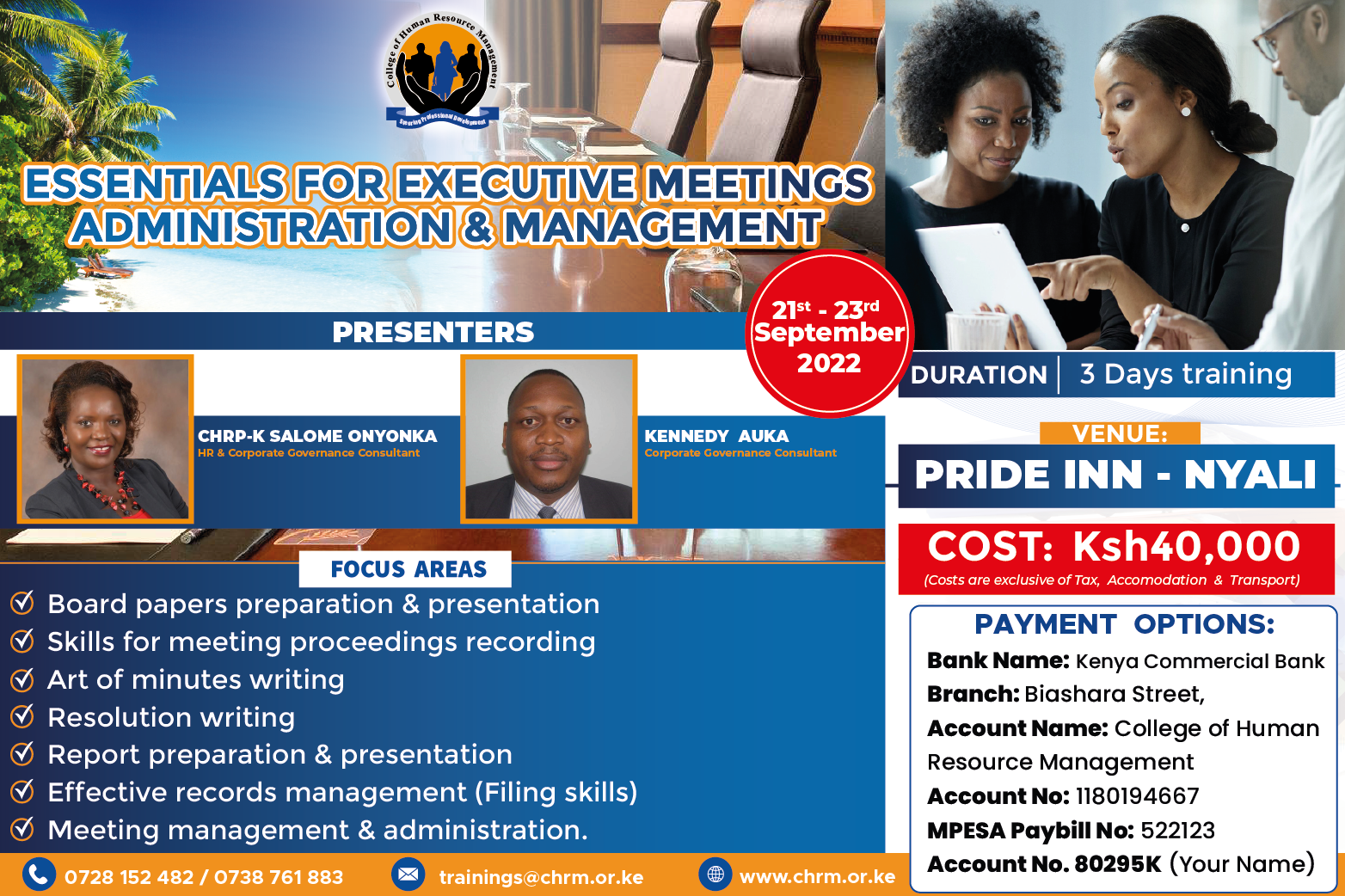 Executive Meetings Administration and Management program
